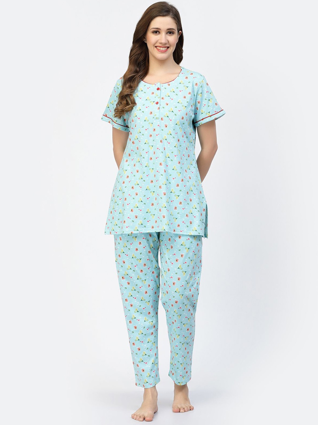 

SHYAM SONS FLAIR Women Printed Night suit, Blue