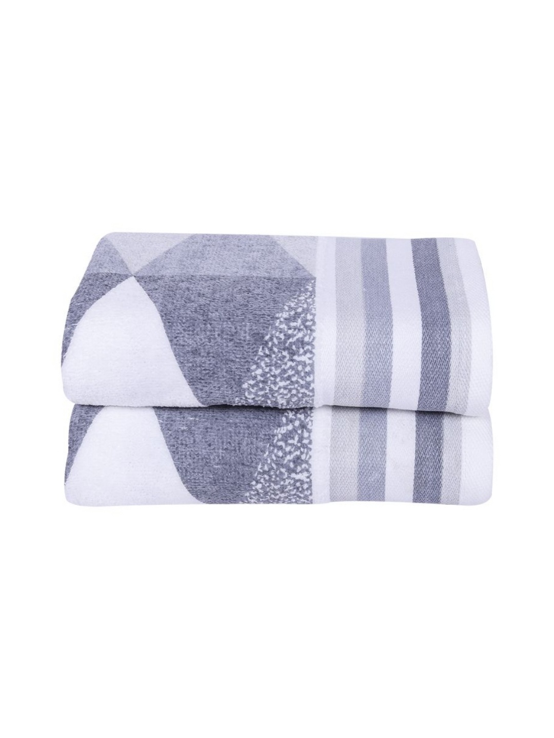 

RANGOLI Grey & White 2 Pcs Patterned Cotton 500 GSM Hand Towels