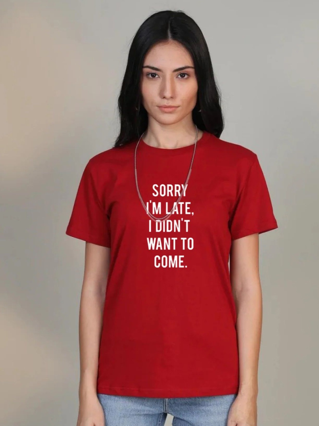 

BOTNIA Unisex Typography Printed T-shirt, Red