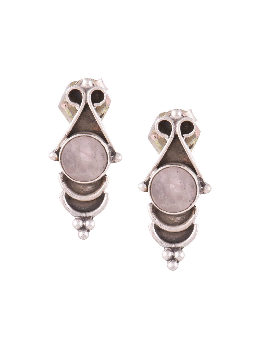 

Indianshelf 92.5 Sterling Silver Artificial Stones Studded Contemporary Studs