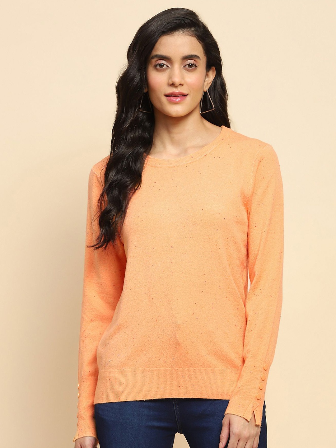 

Global Republic Women Printed Pullover, Orange
