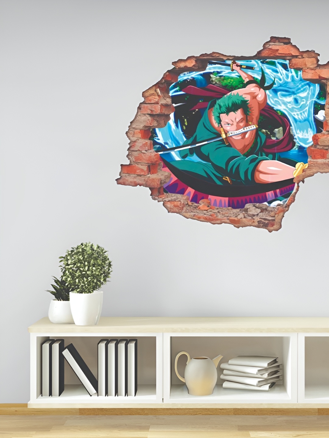 

CVANU Brown & Blue Printed Self-Adhesive Wall Sticker