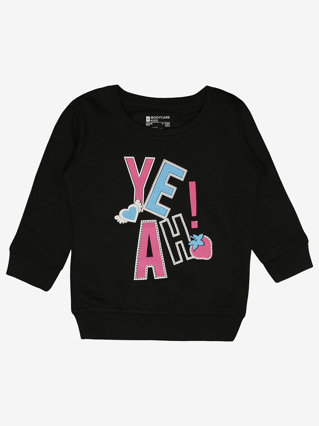 

Bodycare Kids Girls Typography Printed Round Neck Sweatshirt, Black
