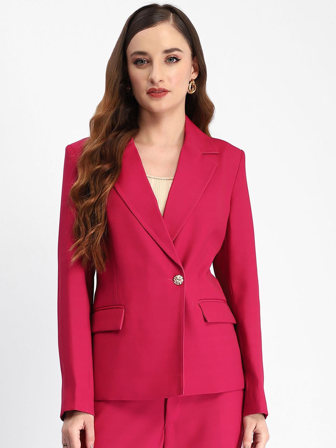 

Madame Single-Breasted Notched Lapel Blazers, Pink