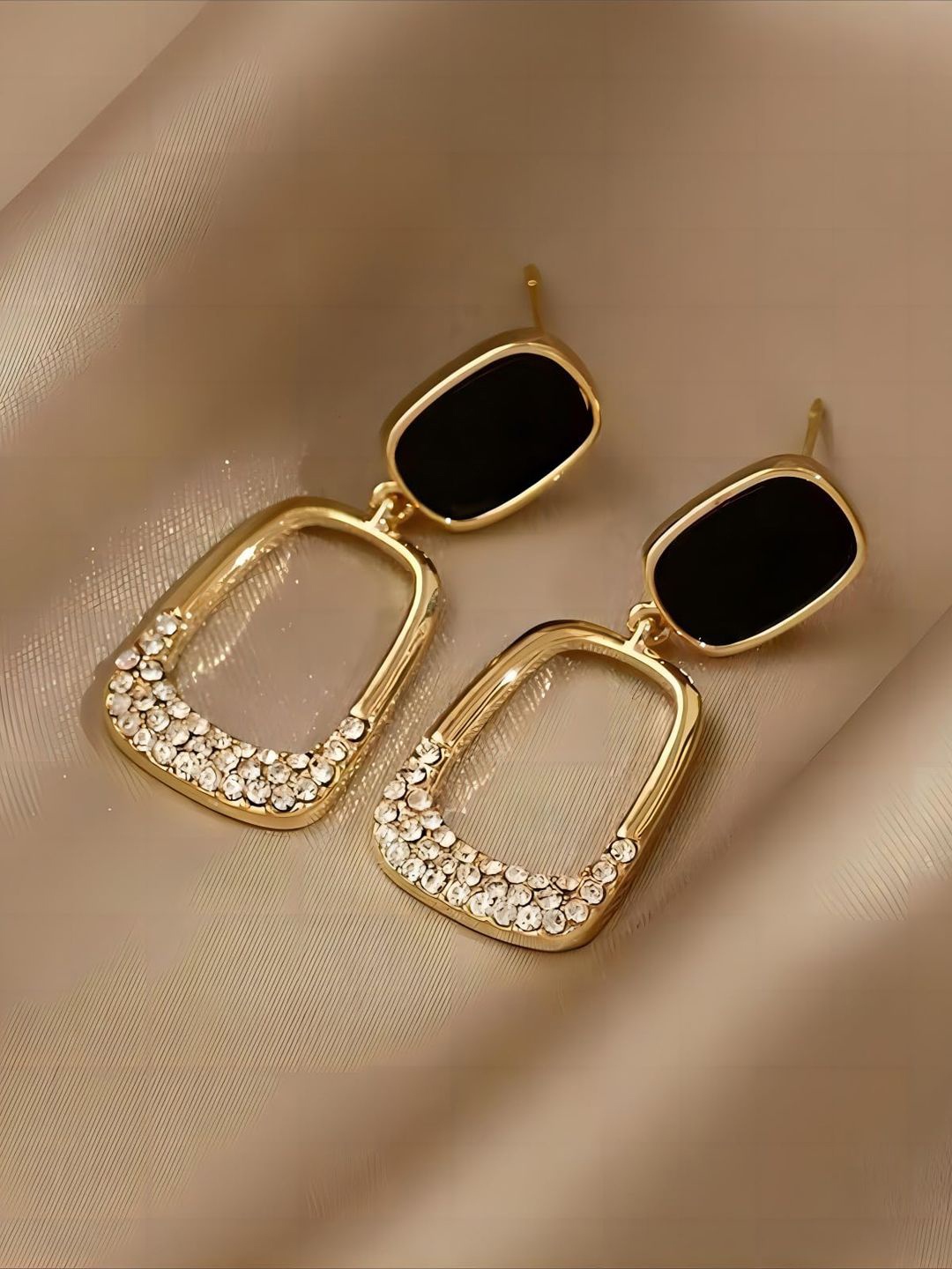 

KRENOZ Classic Stone Studded Drop Earrings, Gold