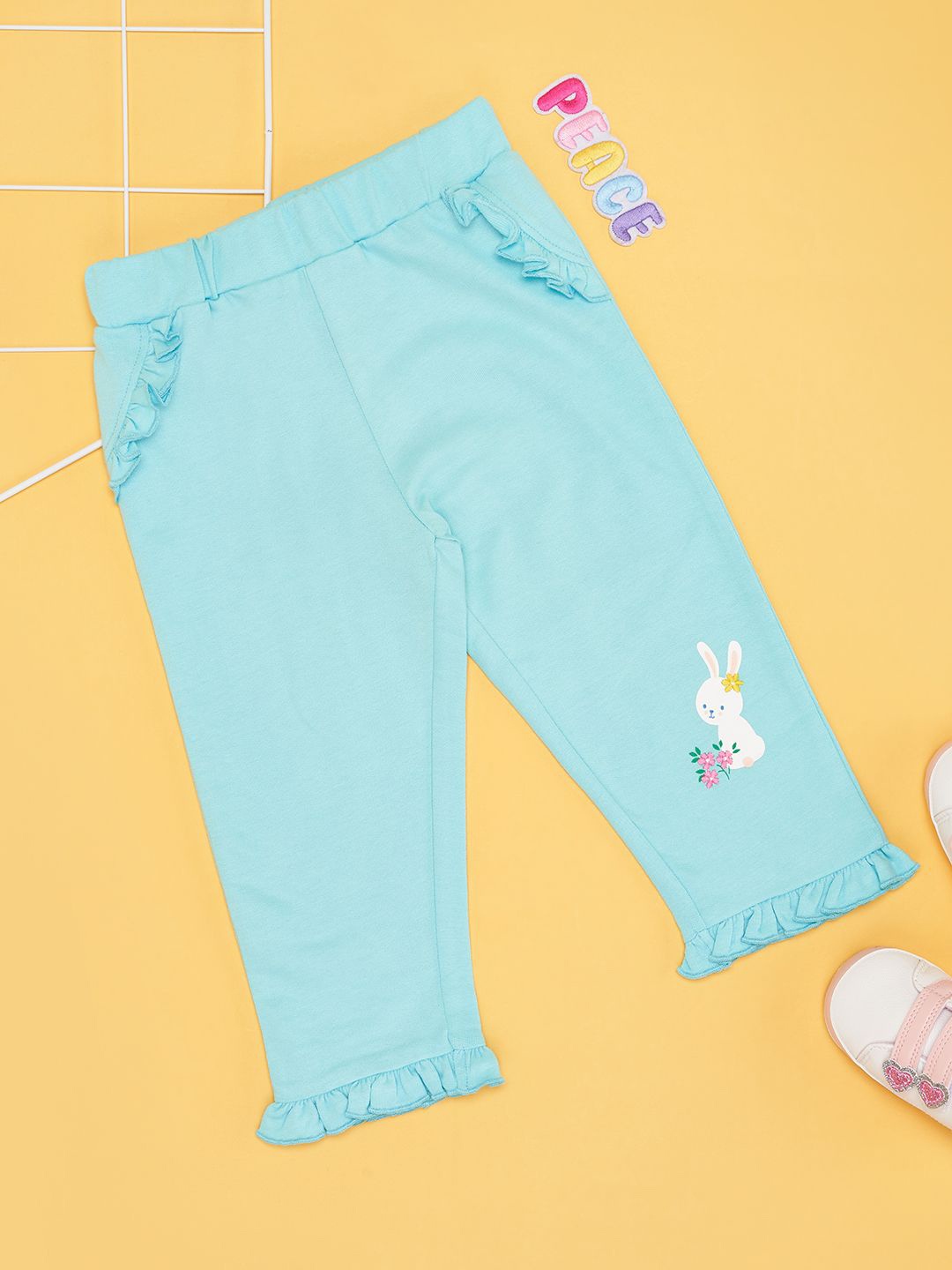 

Pantaloons Baby Girls Relaxed-Fit Track Pants, Turquoise blue