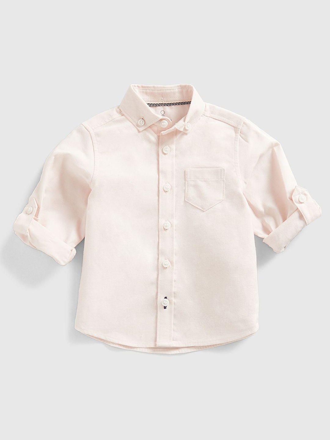 

mothercare Boys Button-Down Collar Solid Cotton Casual Shirt, Pink