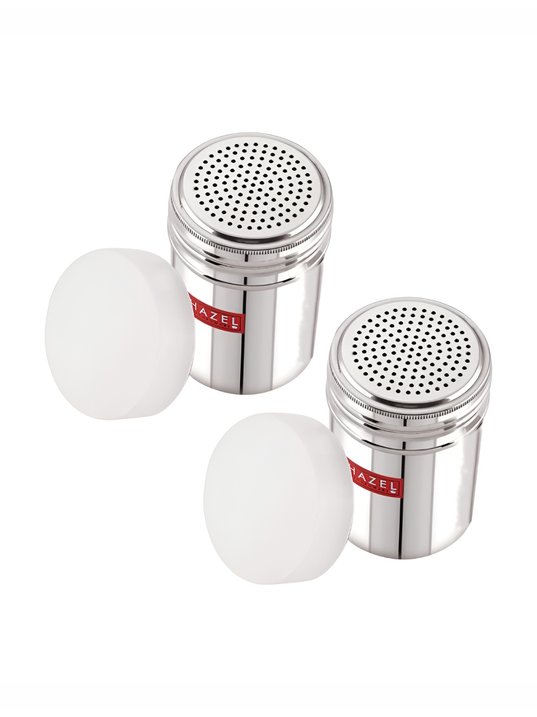 

HAZEL 2 Pieces Stainless Steel Salt and Pepper Shakers With Lid Cap 310 ml, Silver