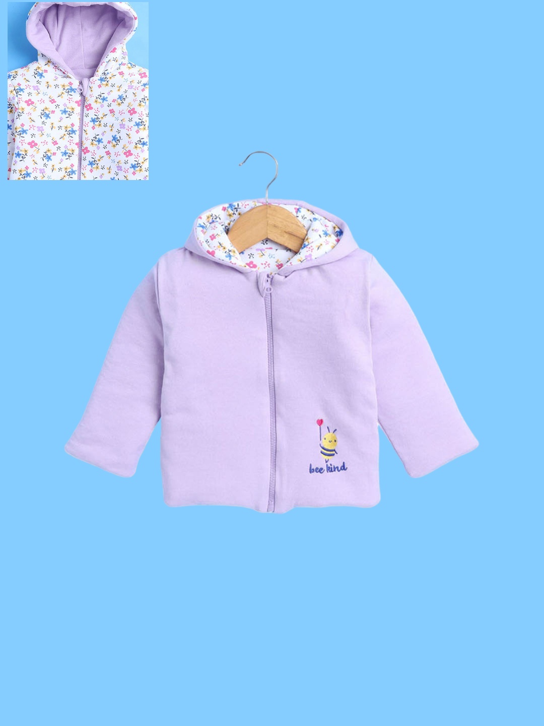 

BUMZEE Girls Reversible Conversational Printed Padded Jacket, Lavender