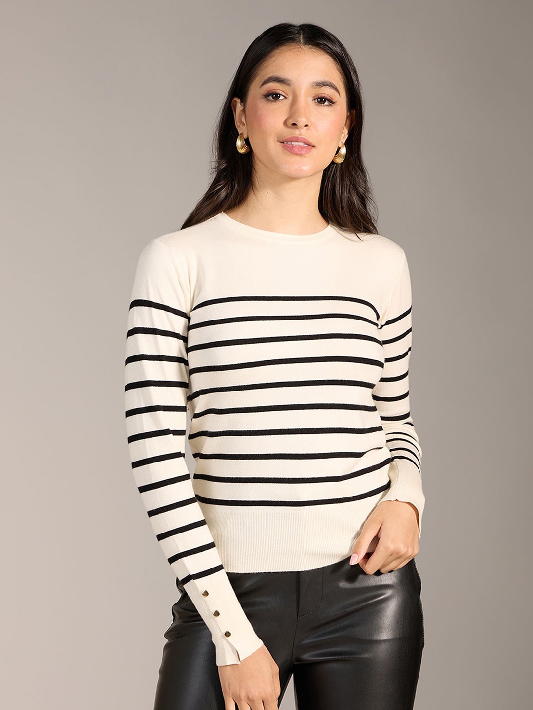 

20Dresses Women Striped Pullover, White