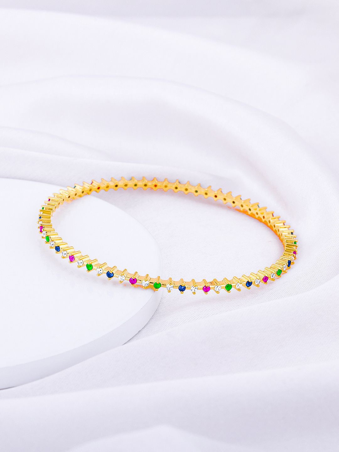 

GIVA 925 Sterling Silver Gold-Plated Stone-Studded Bangle