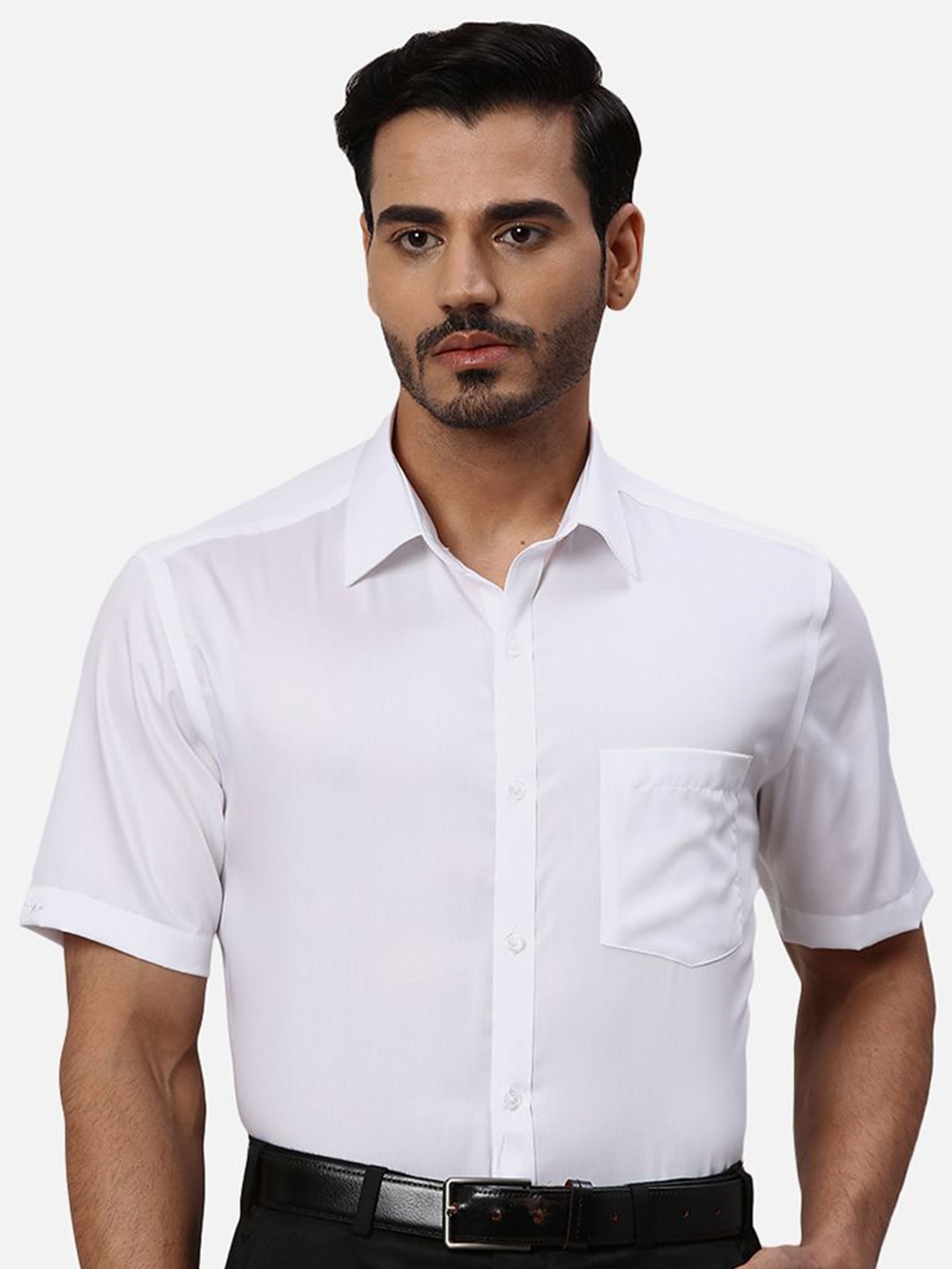 

Park Avenue Men Spread Collar Solid Cotton Formal Shirt, White