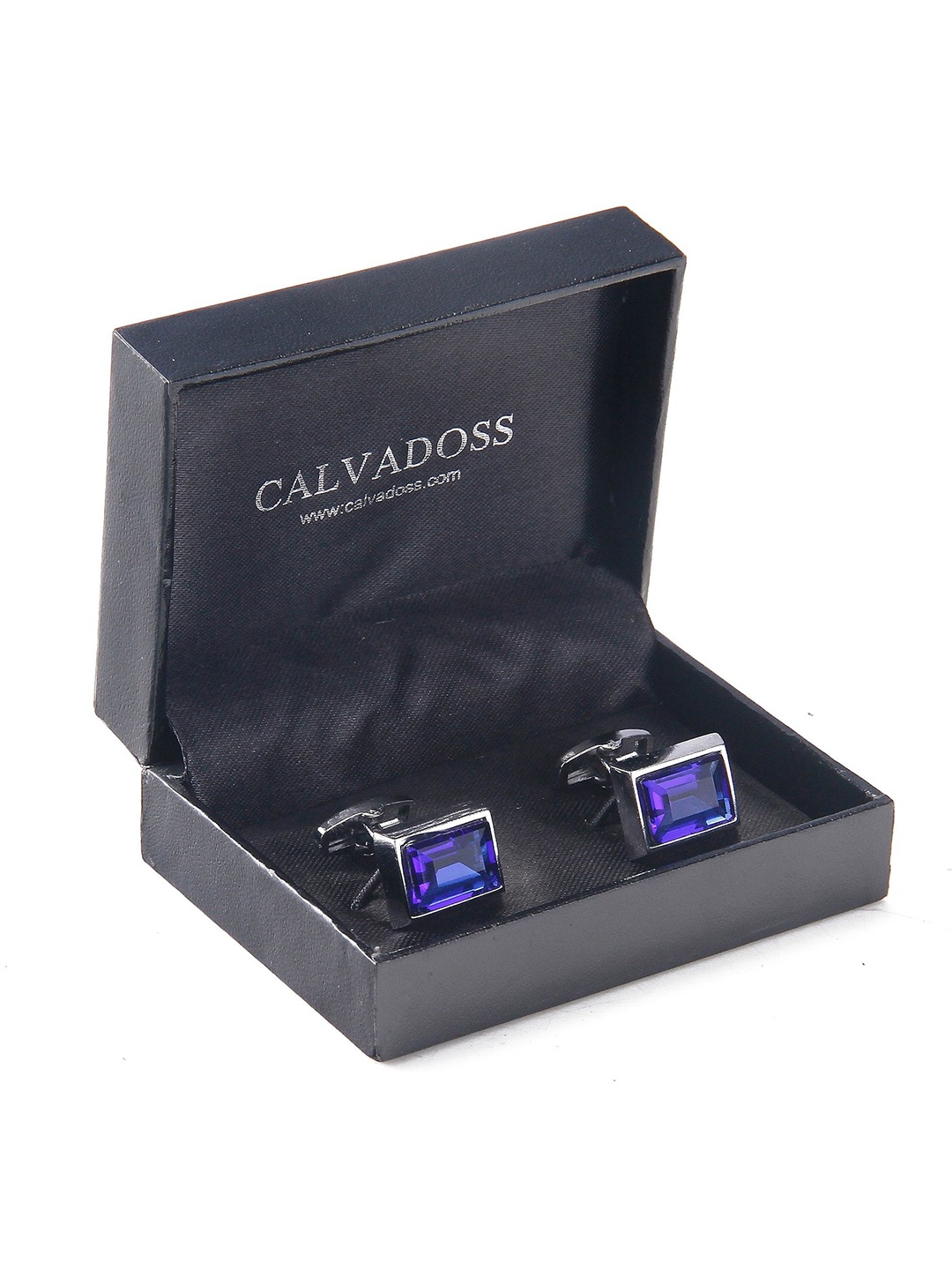 

Calvadoss Silver-Plated Stainless Steel Rectangle Cufflinks, Blue