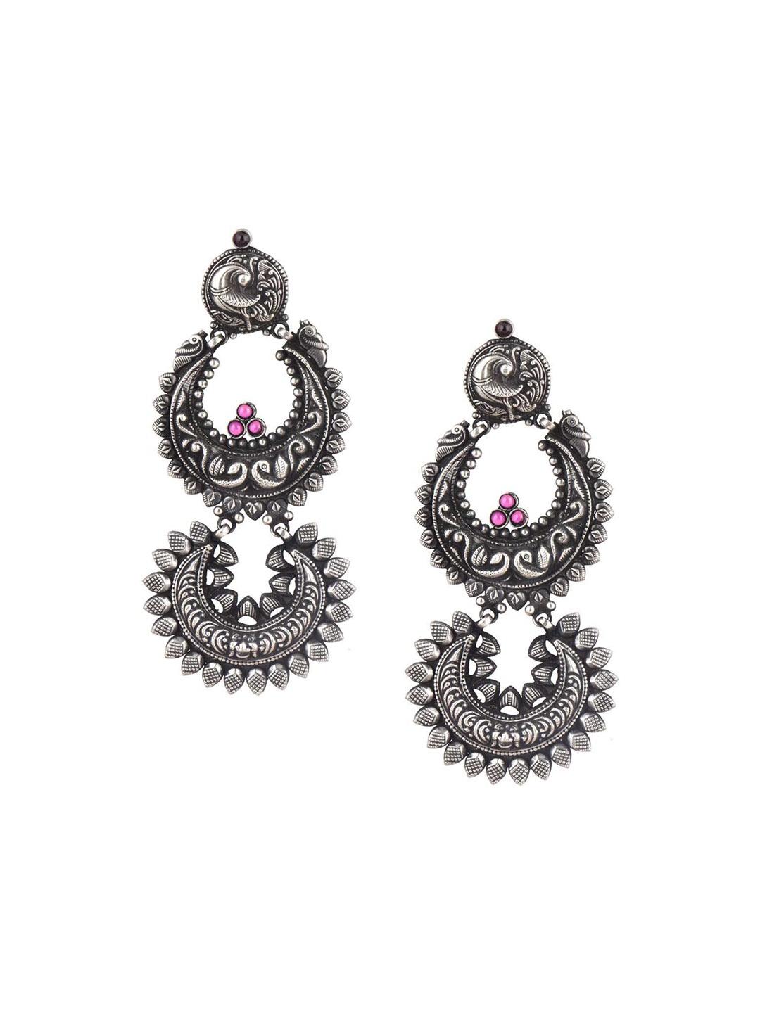 

Indianshelf 92.5 Sterling Silver Stone Studded Contemporary Drop Earrings