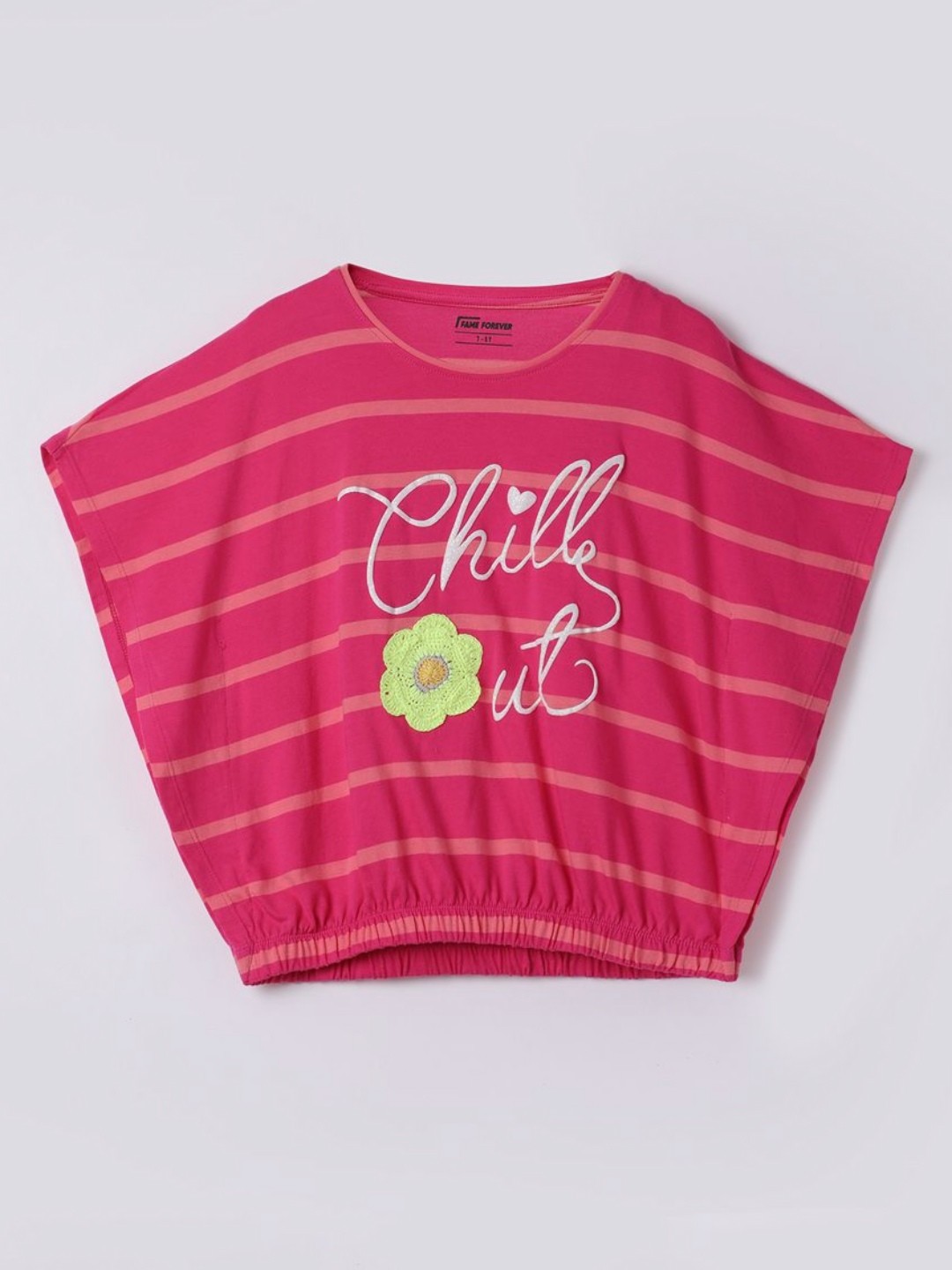

Fame Forever by Lifestyle Girls Dry Fit Graphic Printed Round Neck Cotton T-shirt, Pink