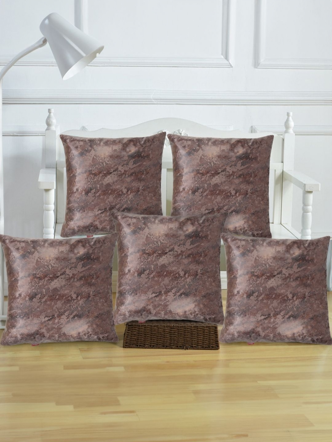 

Tesmare Brown 5 Pieces Abstract Velvet Square Cushion Covers