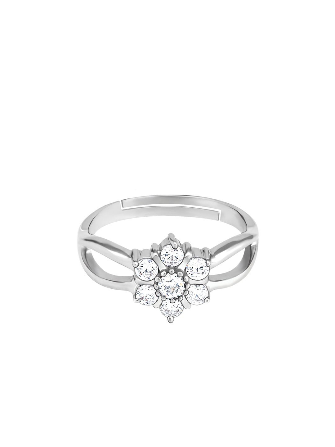 

GIVA 925 Sterling Silver Rhodium-Plated Stone-Studded Charmer Adjustable Finger Ring