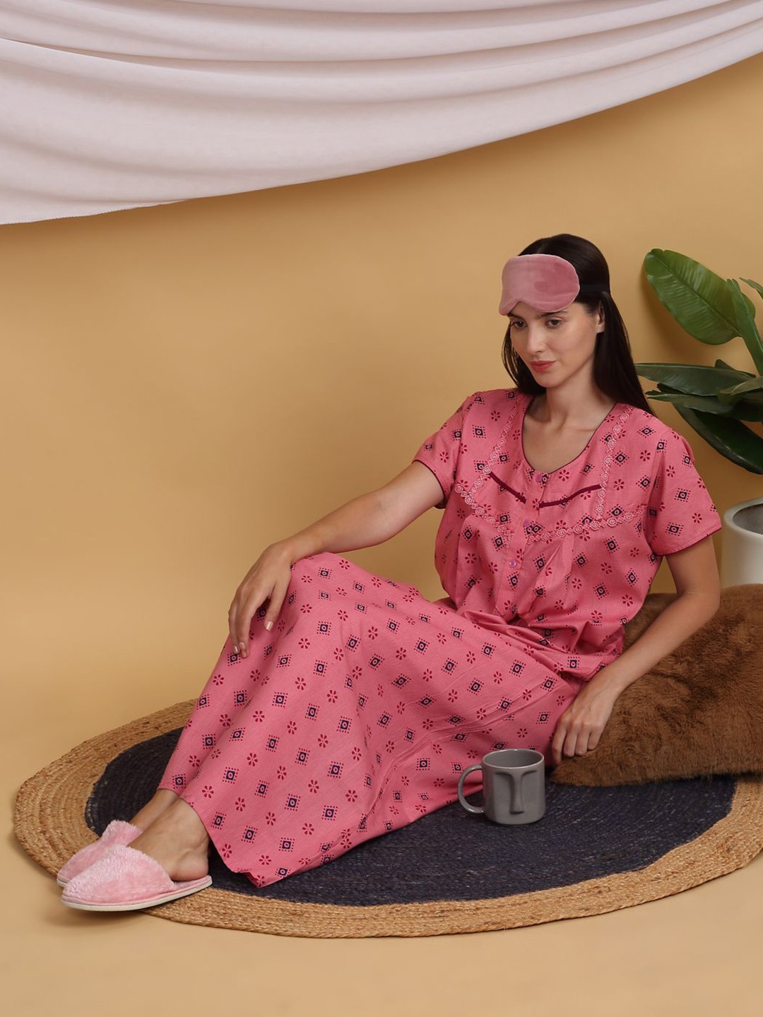 

Sweet Dreams Printed Maxi Nightdress, Pink