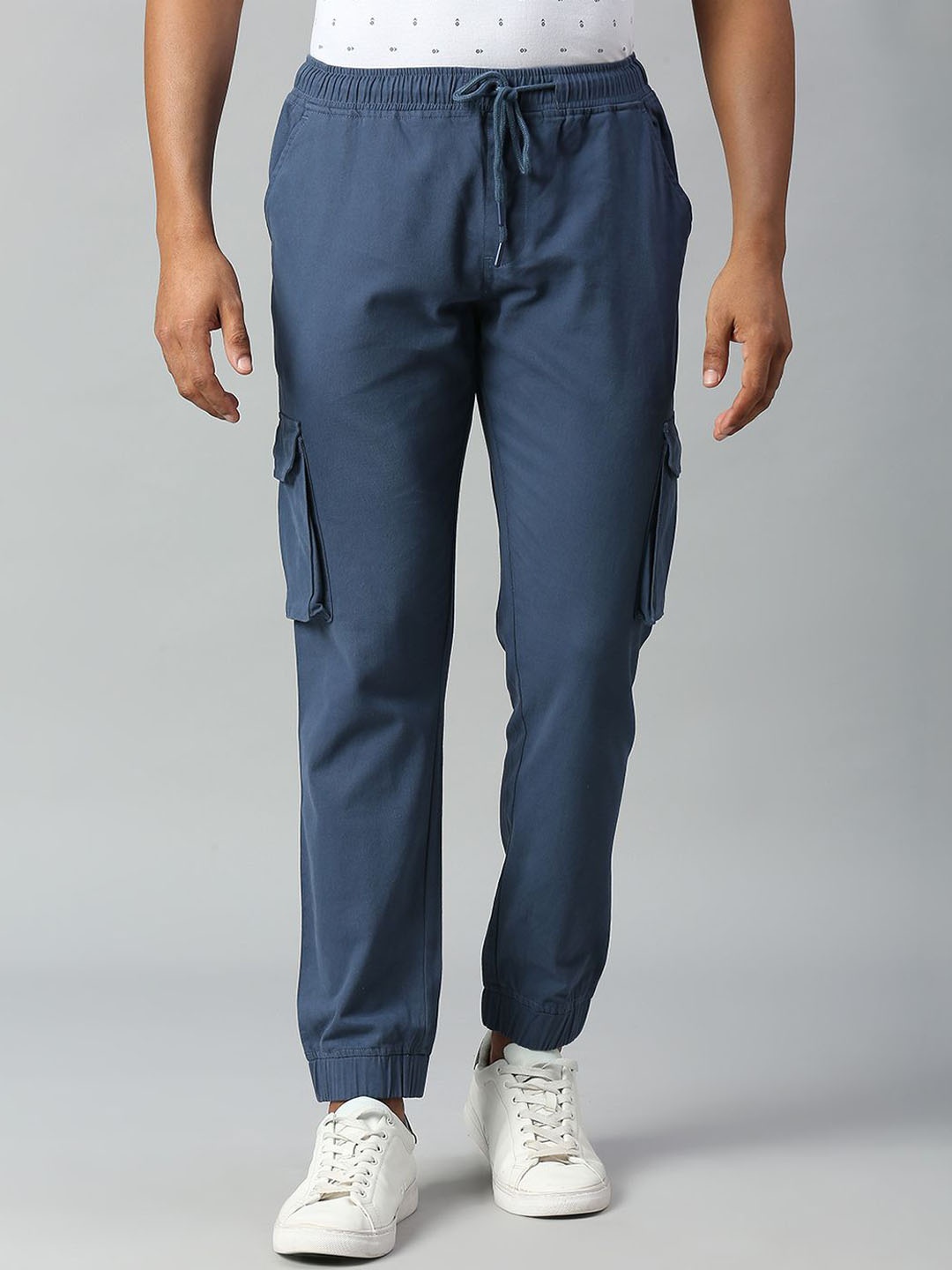 

Dennis Lingo Men Tapered Fit Cargos Trousers, Blue