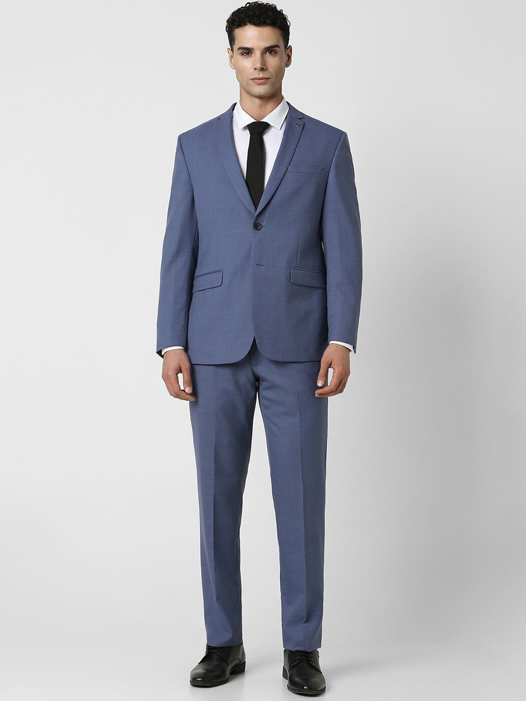 

Van Heusen Men Solid Single-Breasted Two-Piece Formal Suit, Navy blue
