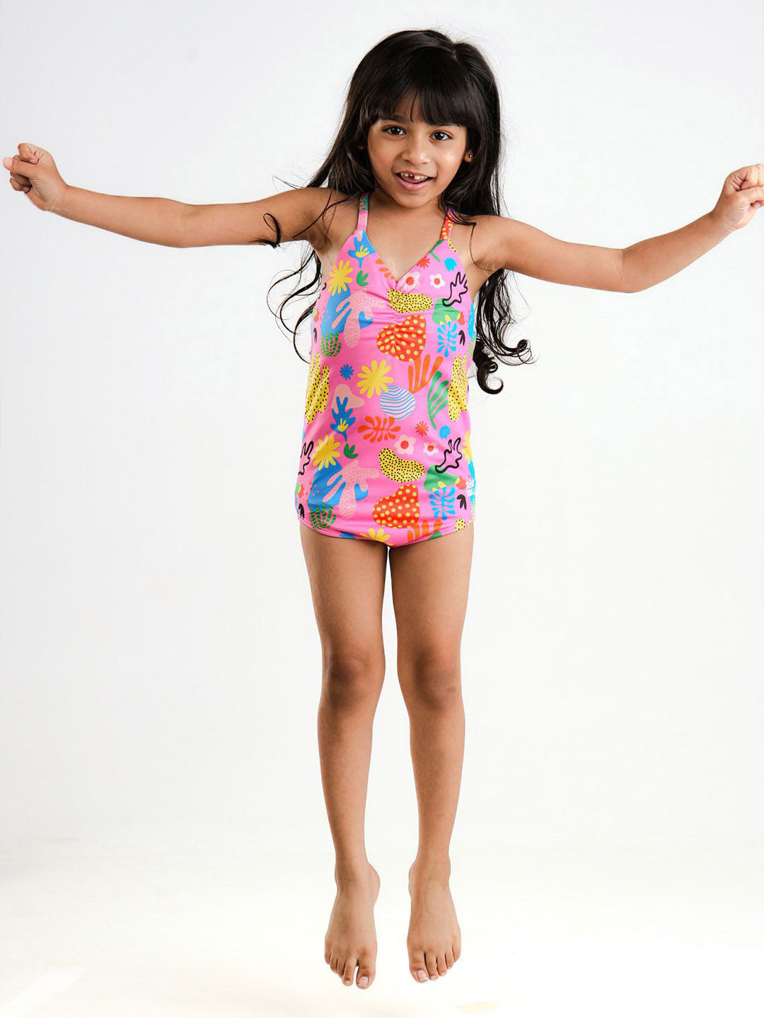 

Somersault Girls Tropical Printed Swim Bodysuit, Pink
