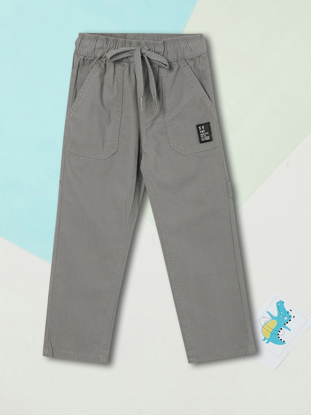 

max Boys Mid-Rise Trousers, Grey