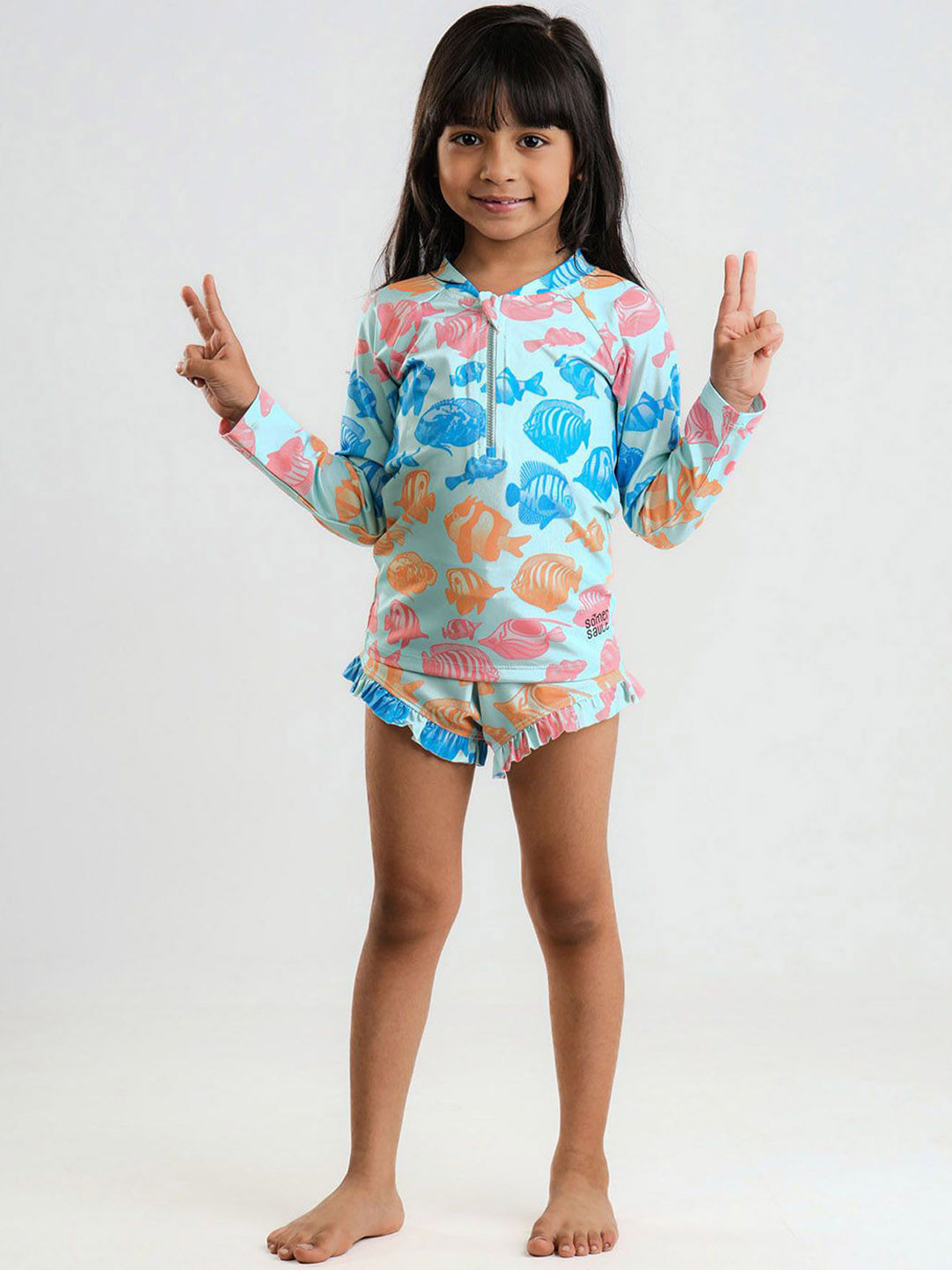 

Somersault Girls Abstract Printed Zip Detail Bodysuit, Blue