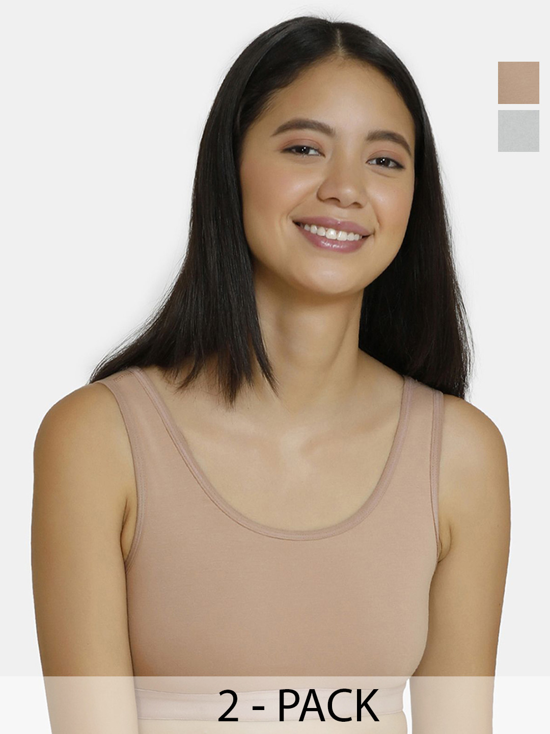 

Zivame Women Pack of 2 Double Layered Medium Coverage T-shirt Bra, Beige