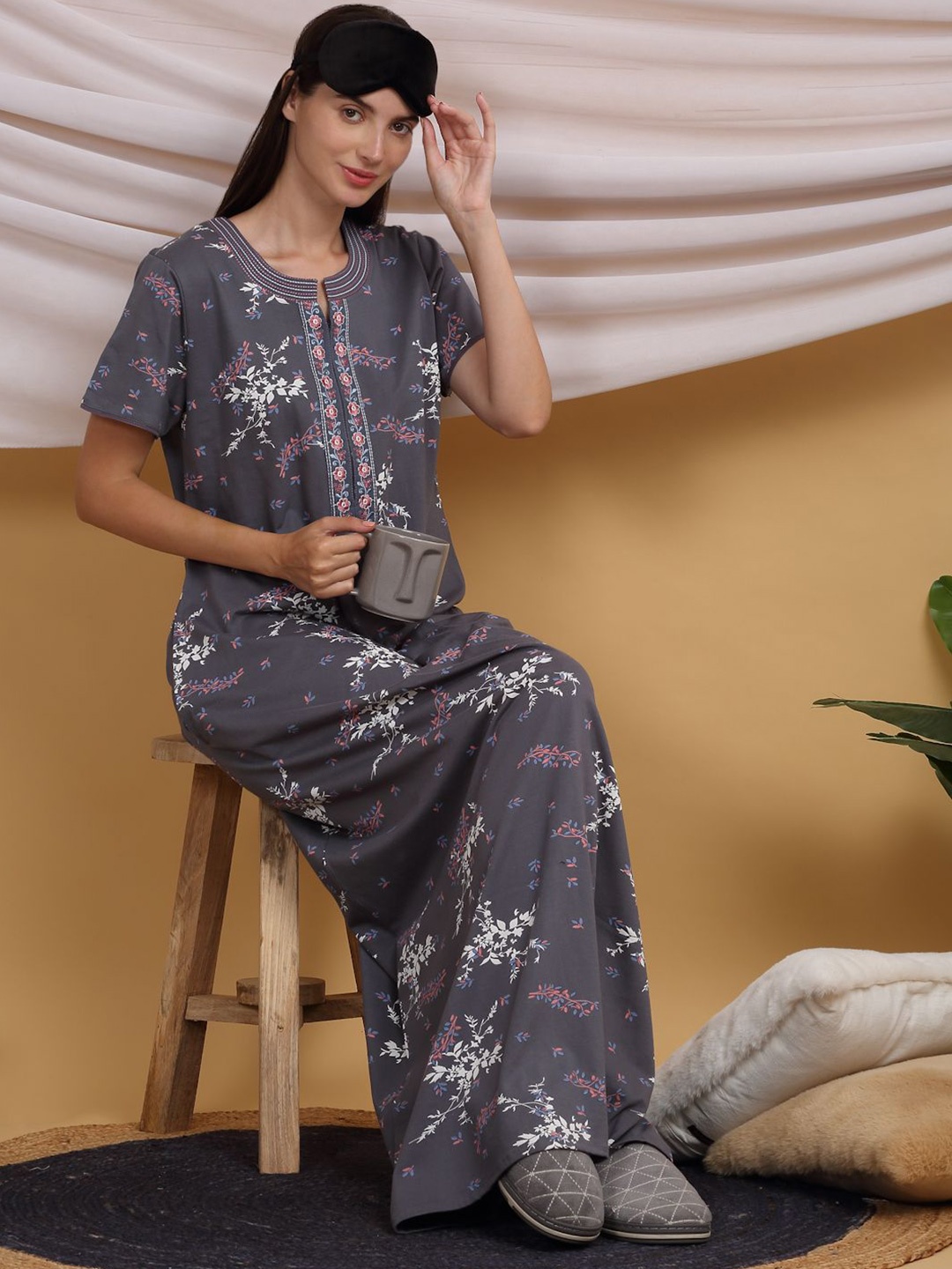 

Sweet Dreams Printed Maxi Nightdress, Grey