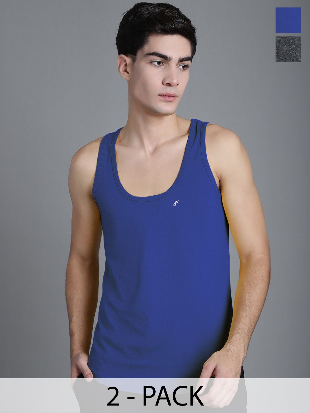 

FBAR Pack Of 2 Cotton Anti-Bacterial Innerwear Vest FBC-05-22, Blue