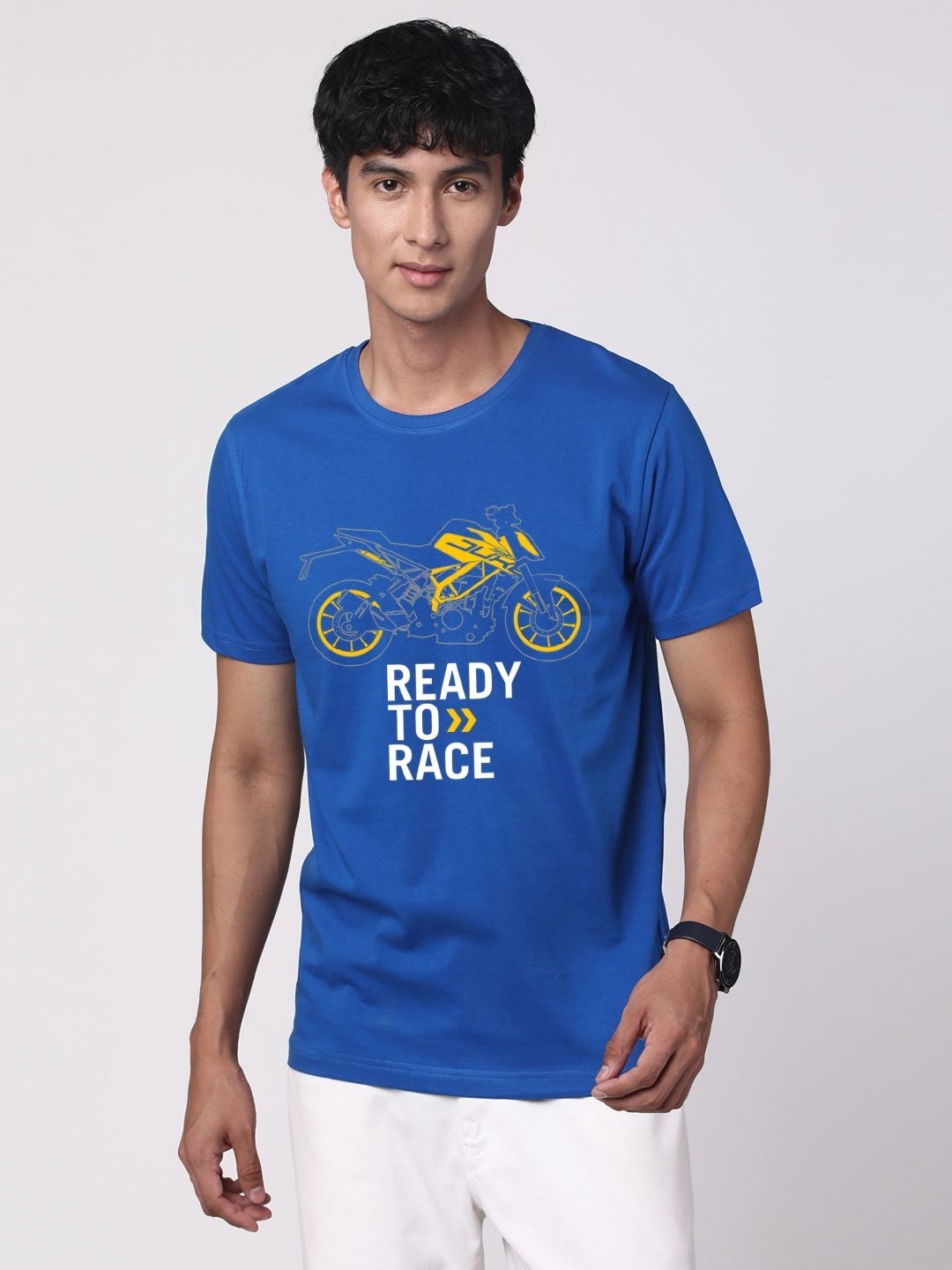 

ADRO Men Graphic Printed Round Neck Cotton T-shirt, Blue