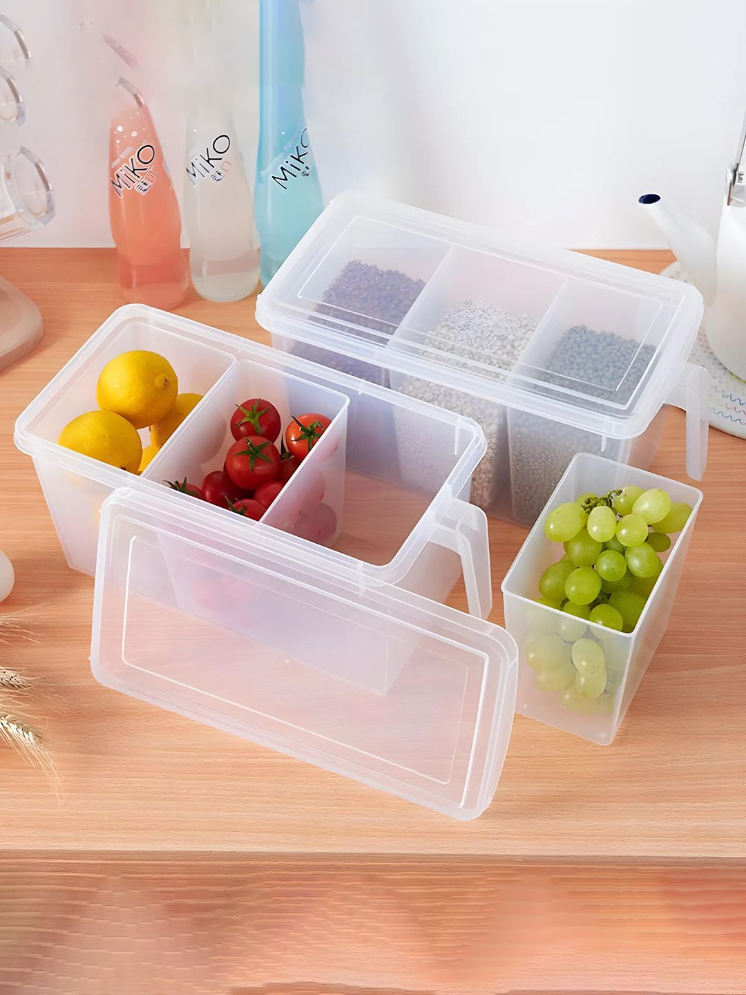 

Kuber Industries Transparent 8 Pieces Kitchen Fridge Storage Container Box With Handle