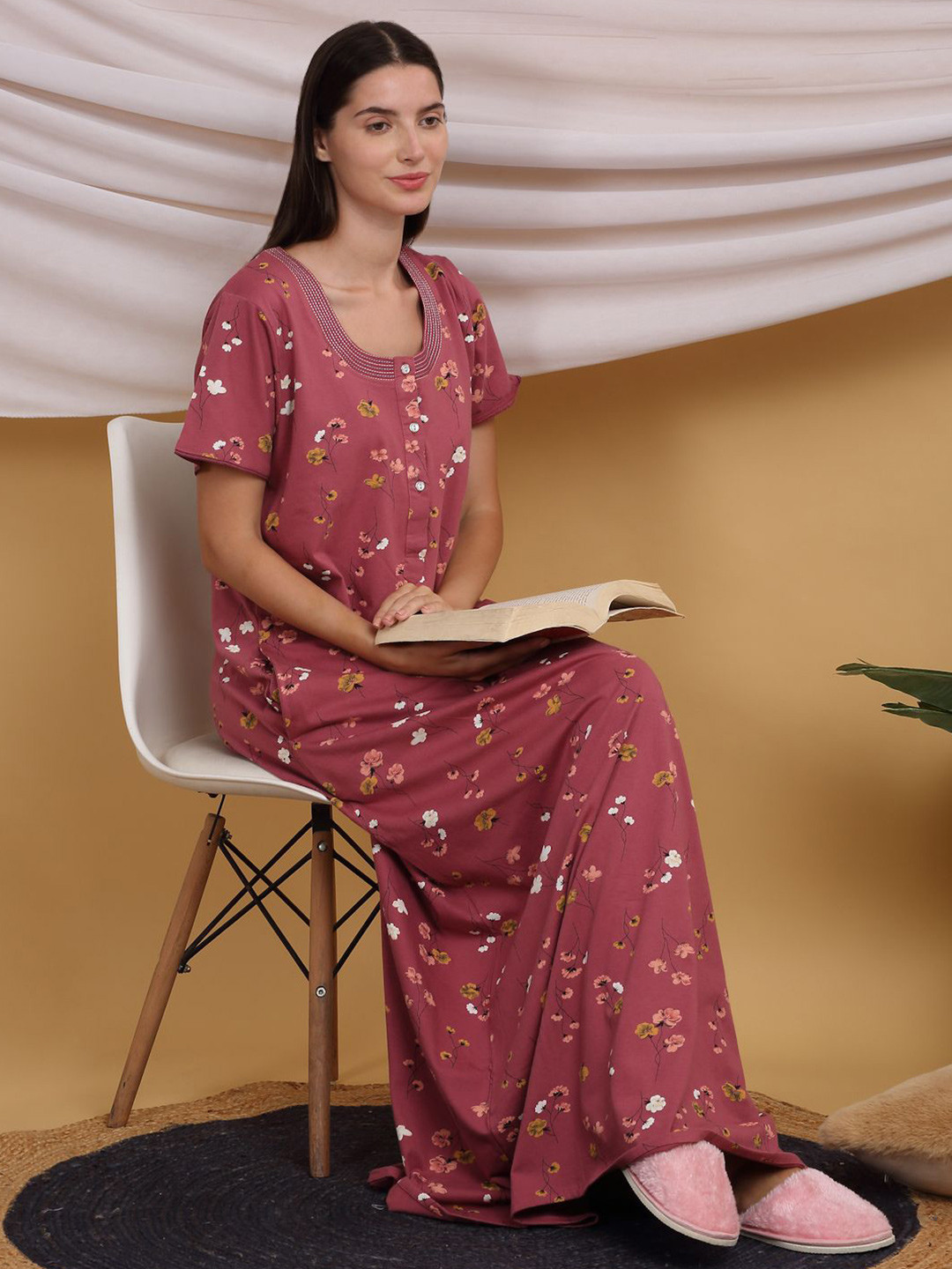 

Sweet Dreams Printed Maxi Nightdress, Pink