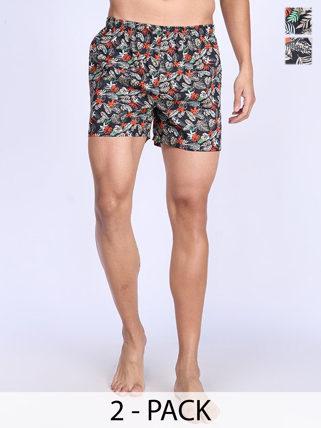 

Unibro Pack Of 2 Printed Cotton Boxers UBSHORTS_WS23, Black