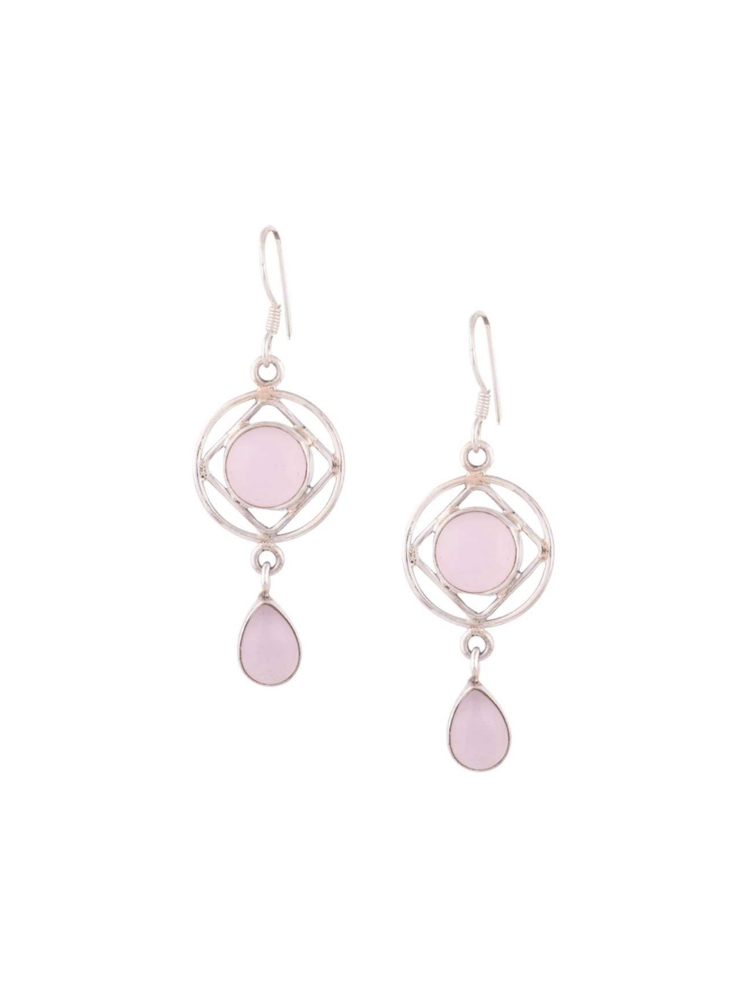 

Indianshelf 92.5 Sterling Silver Stone Studded Contemporary Drop Earrings