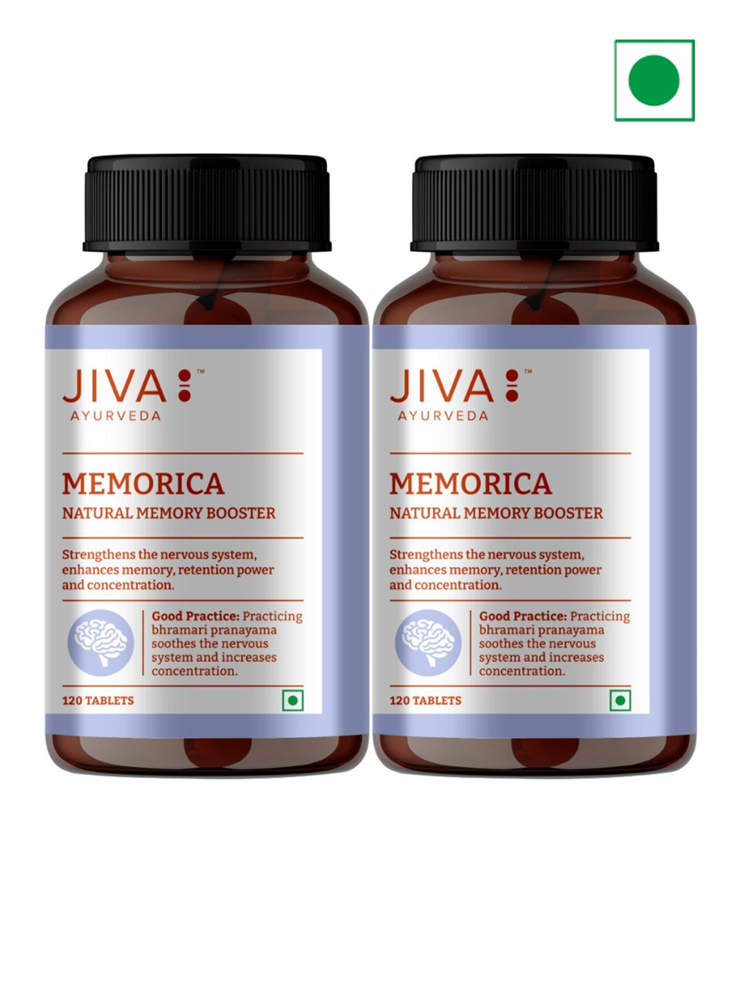 

Jiva Set Of 2 Memorica Tablets 500mg For Improves Memory -120 Tablets Each, White