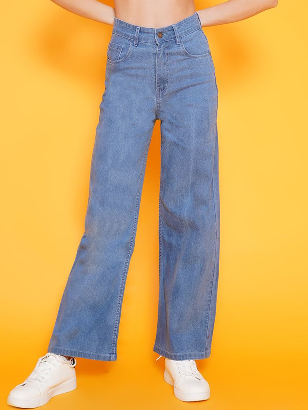 

BAESD Women Solid Straight Fit High-Rise Denim Jeans, Turquoise blue