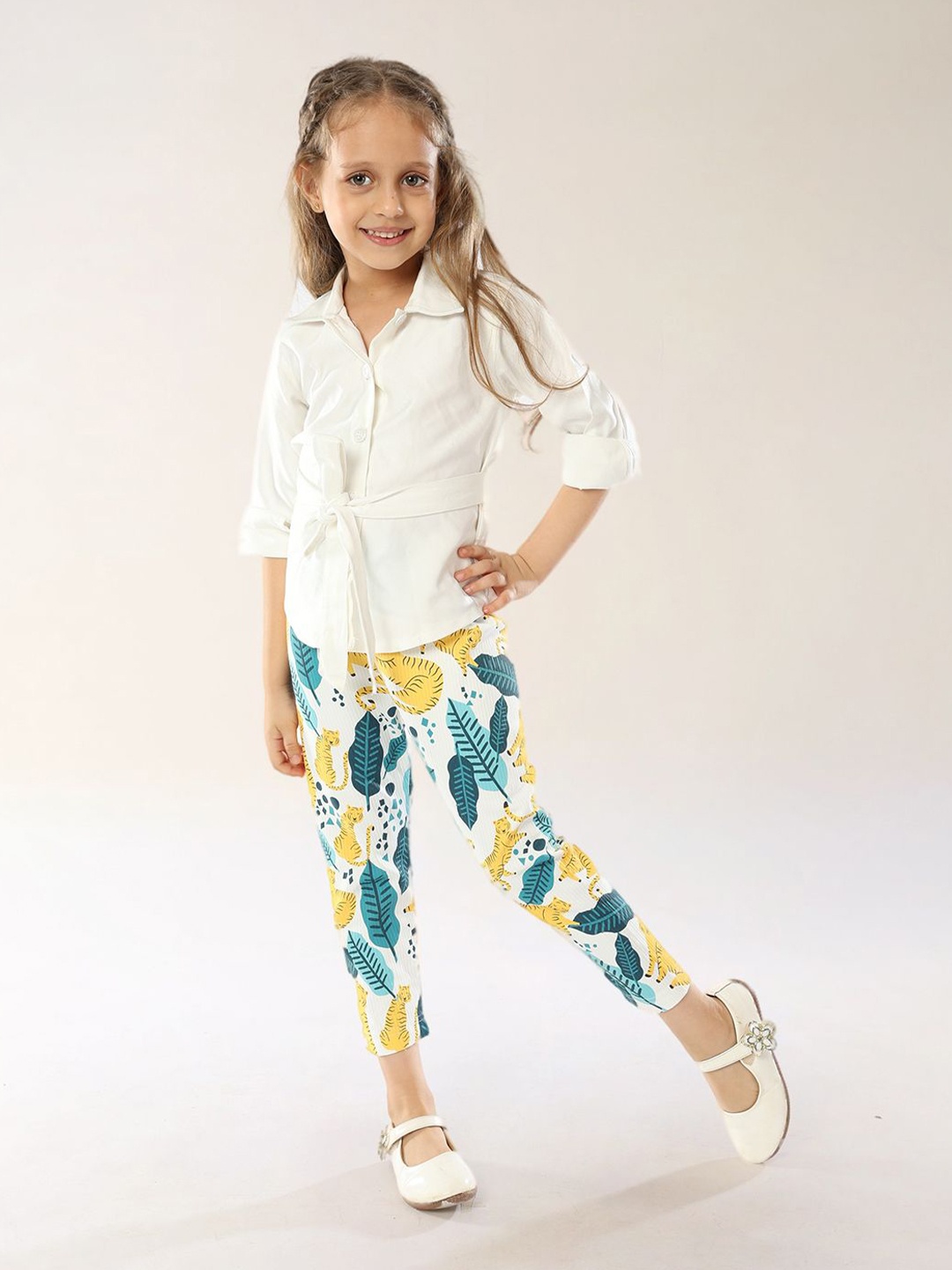 

BAESD Girls Pure Cotton Top with Trousers, White