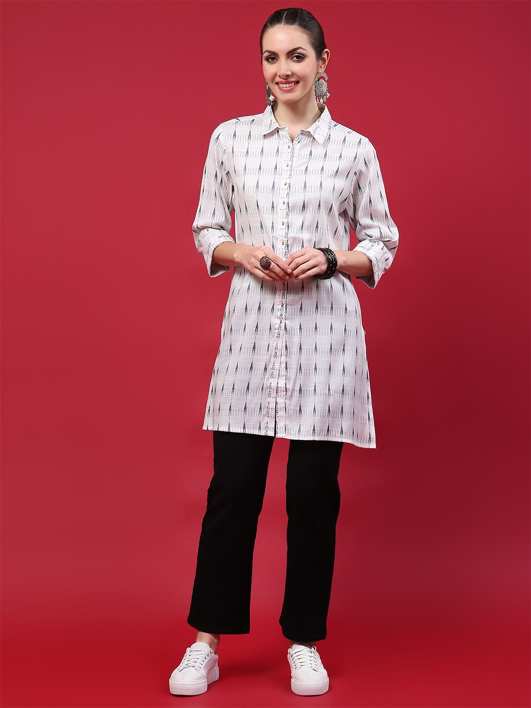 

Shree Women Printed Liva Kurta, White