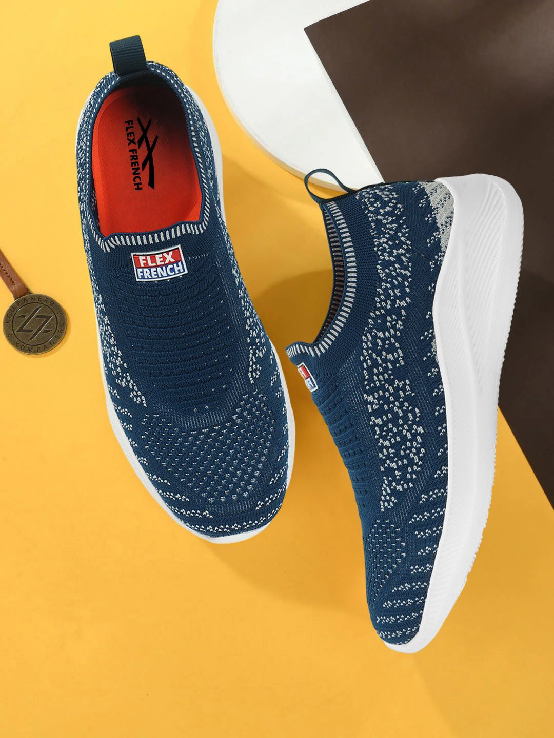 

FLEX FRENCH Men Woven Design Slip-On Sneakers, Teal