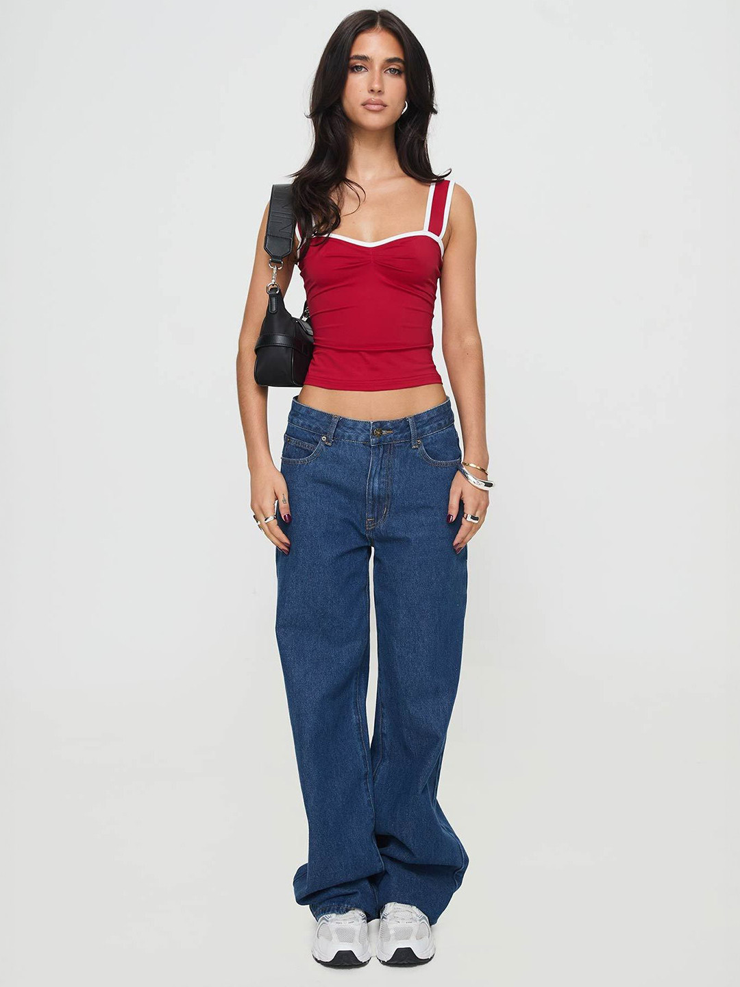 

KPOP Women Solid Square Neck Top, Red
