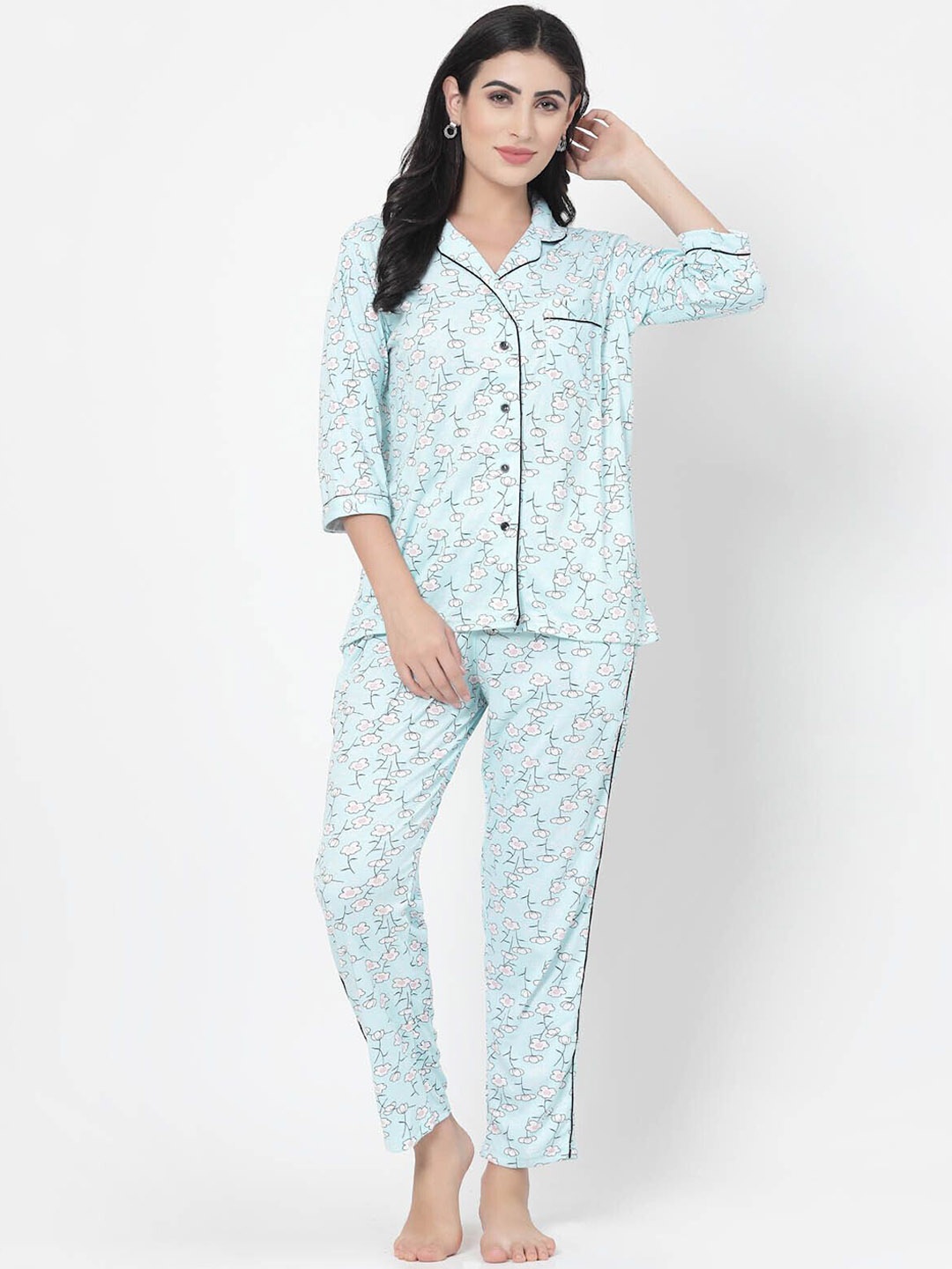 

SHYAM SONS FLAIR Women Printed Night suit, Blue
