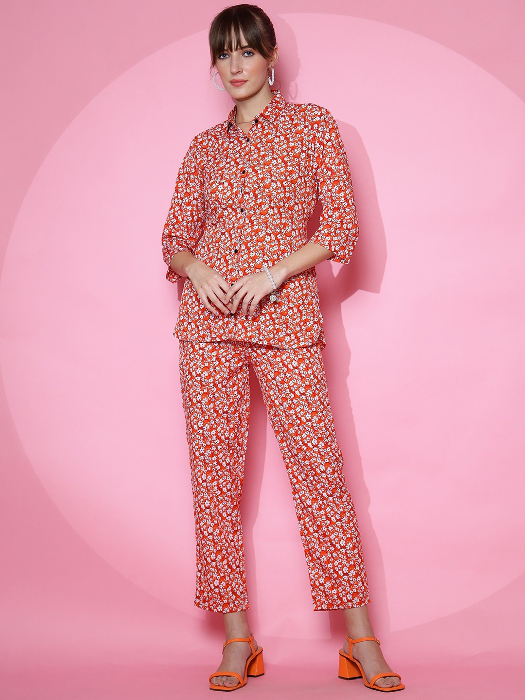 

SHEETAL Associates Floral Printed Shirt With Trousers, Red