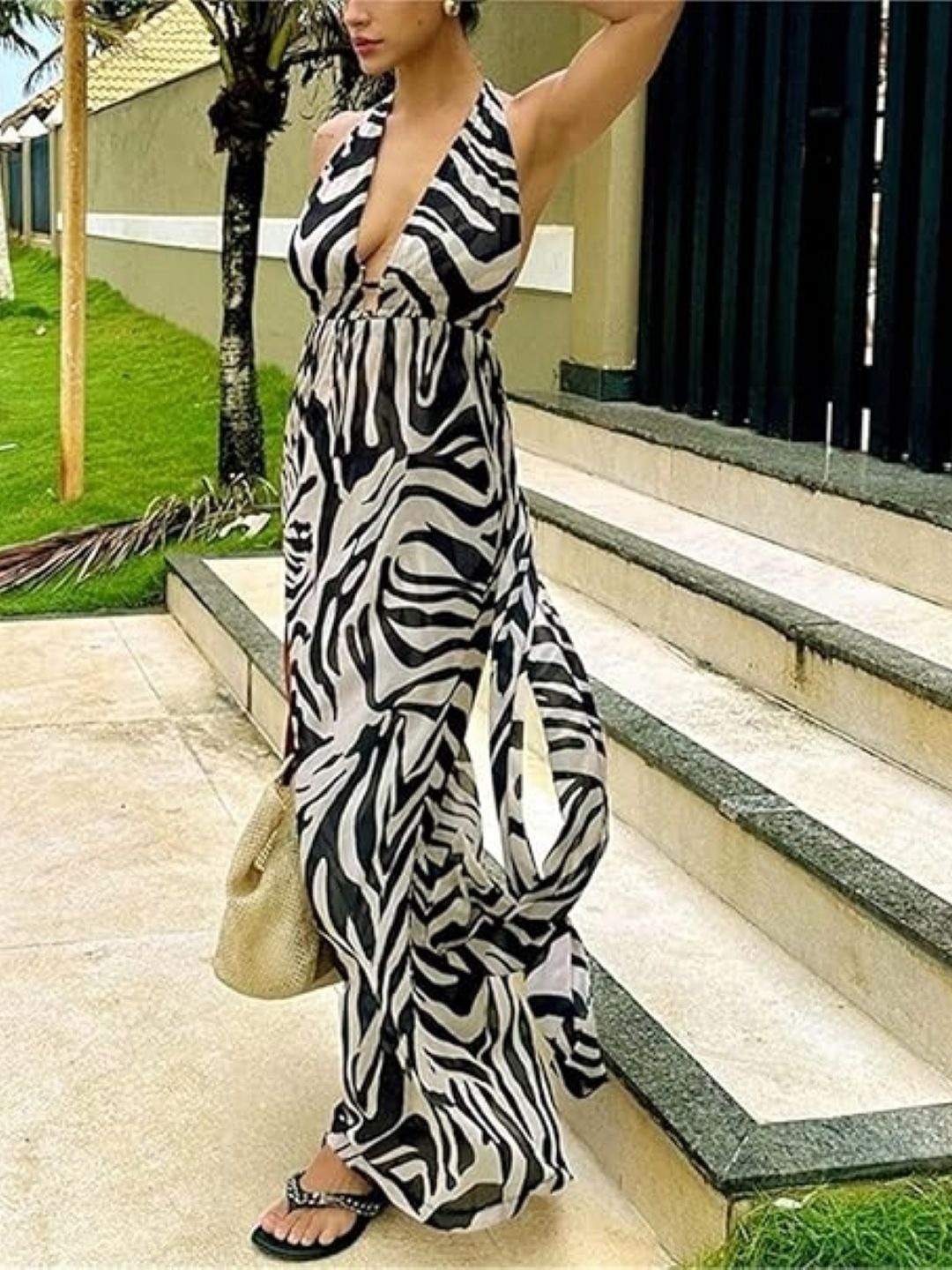 

KPOP Animal Printed Bodycon Maxi Dress, Black