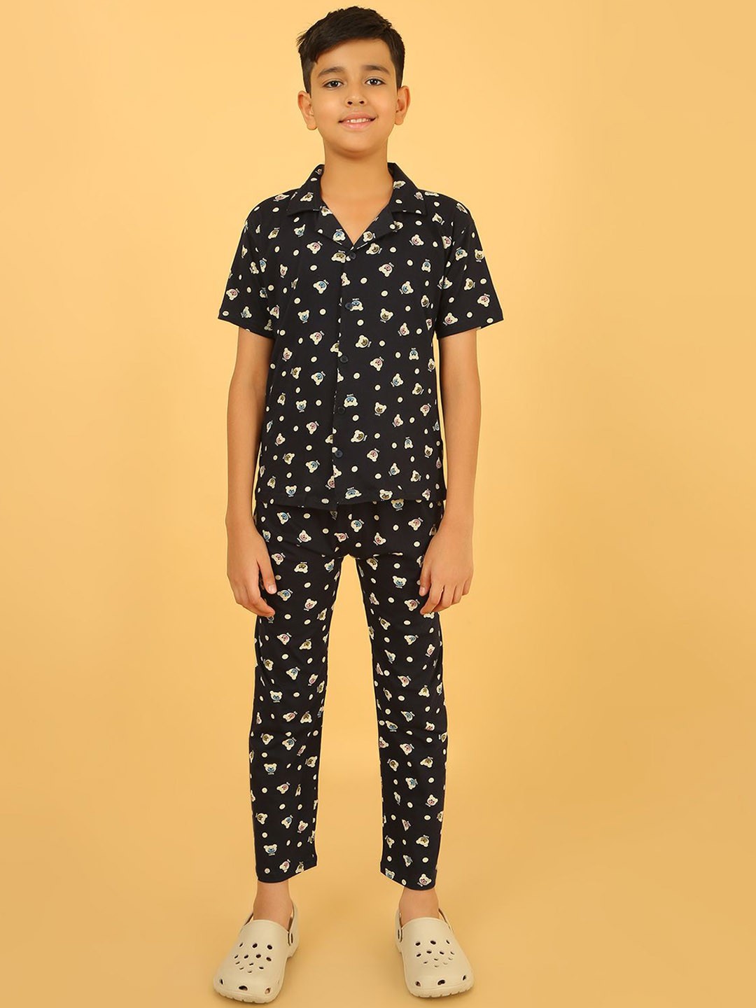 

Ninos Dreams Boys Printed Night suit, Navy blue