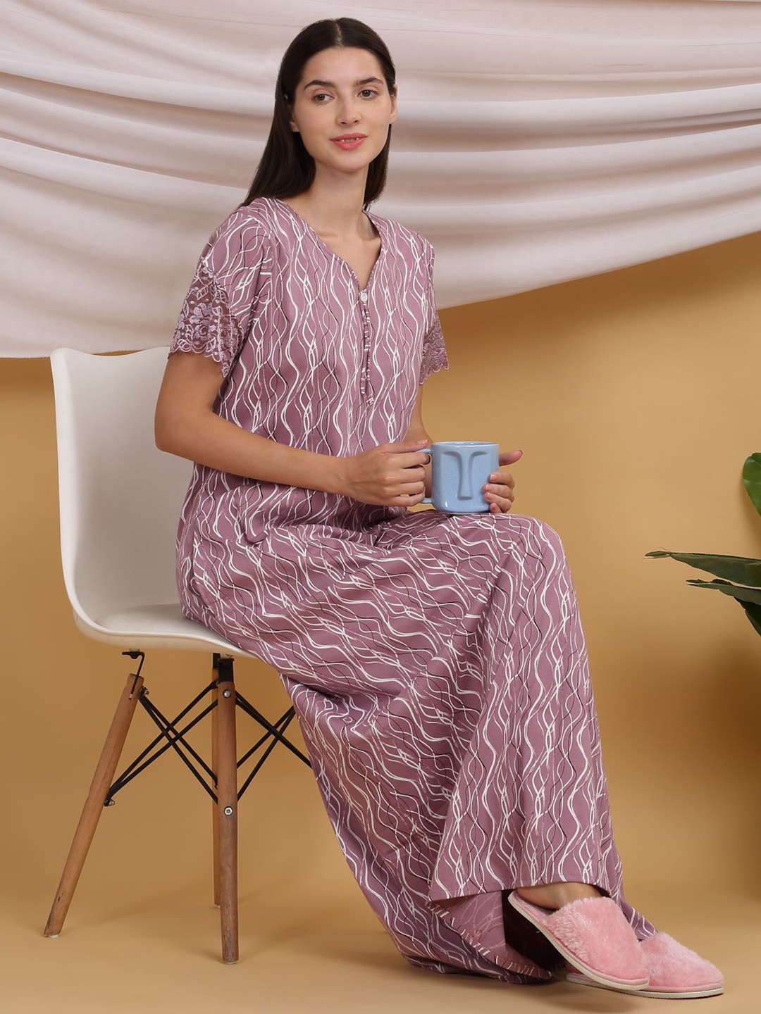 

Sweet Dreams Abstract Printed Maxi Nightdress, Pink