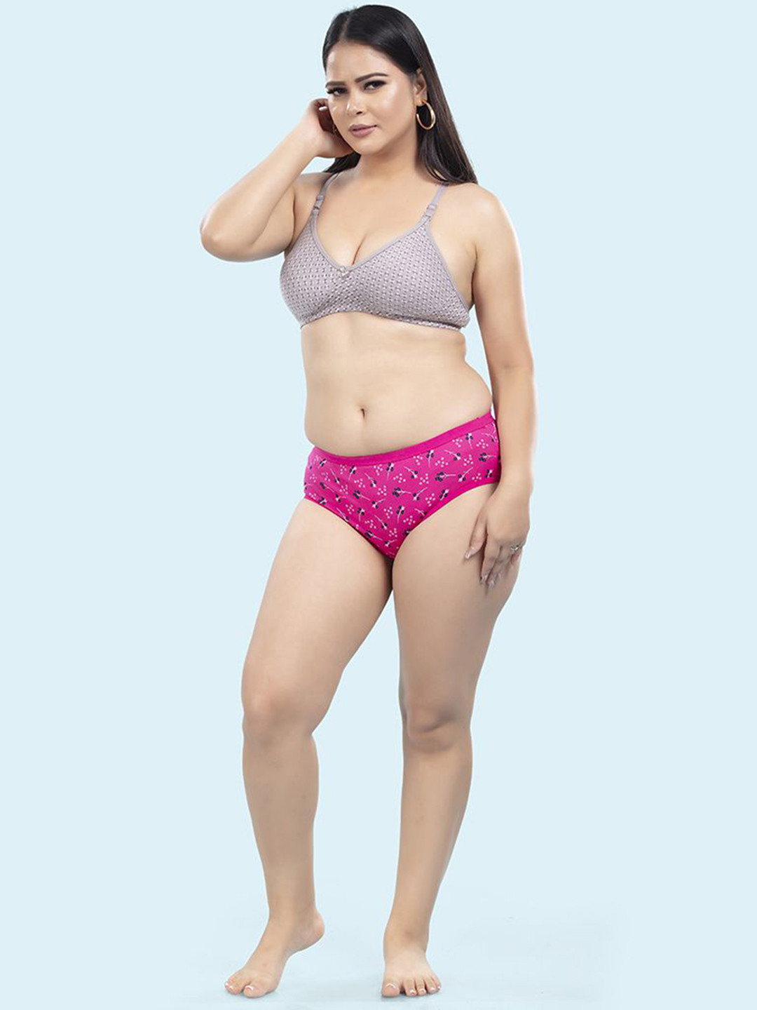 

BOLD & BAE Printed Cotton Mid-Rise Hipster Briefs BBPCTB101309868702, Pink