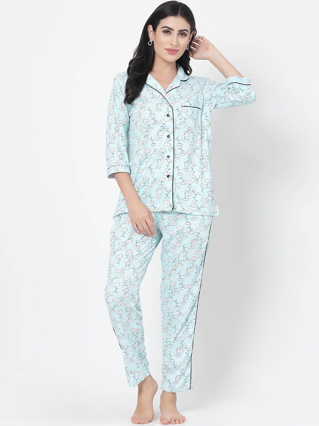 

SHYAM SONS FLAIR Women Printed Night suit, Blue
