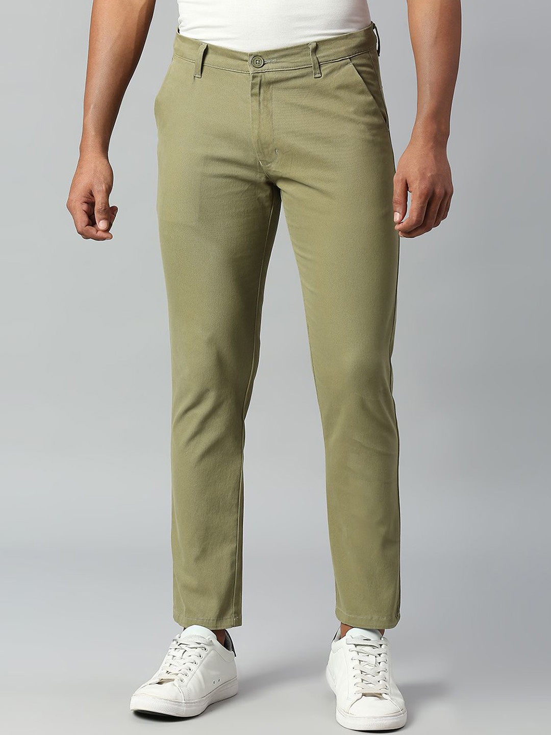 

Dennis Lingo Men Tapered Fit Trousers, Olive