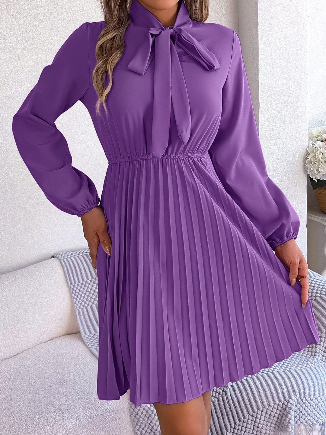 

HERE&NOW Women Print A-Line Dress, Purple